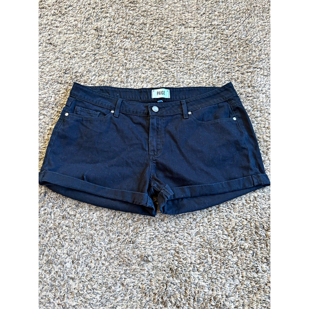 PAIGE Jimmy Jimmy Short Women's Black Overdye Denim Cuffed Shorts Size 31